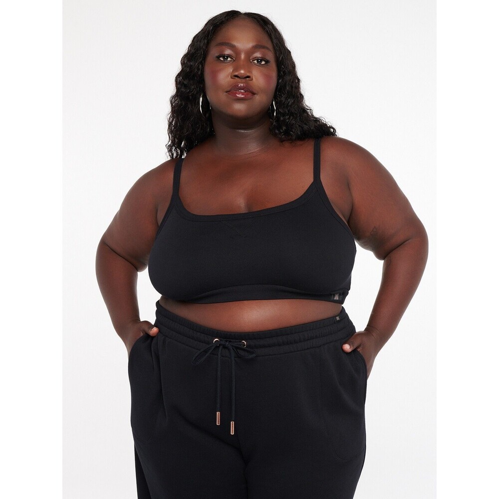 Savage X Fenty Essential Bralette Plus Sz 1X Black Caviar Fleece Crop Top New